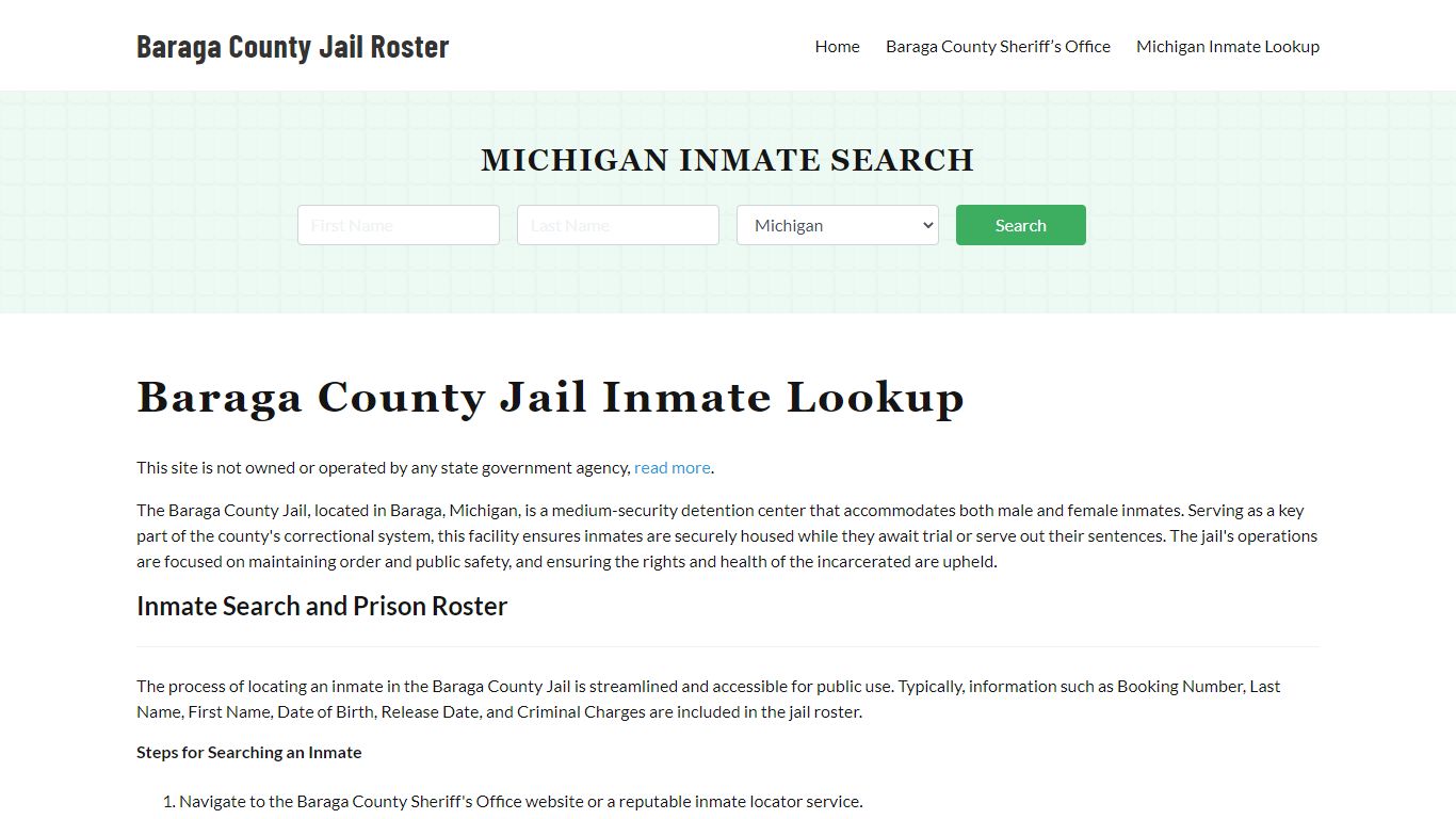 Baraga County Jail Roster Lookup, MI, Inmate Search